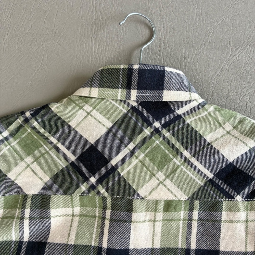 NWT RSQ Men's Plaid Flannel Shirt Green Black Cream Tartan Button Down Small - Picture 12 of 16